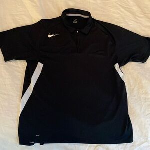 Nike Men’s Dri Fit Black 1/4 Zip Short Sleeve Polo Size XL